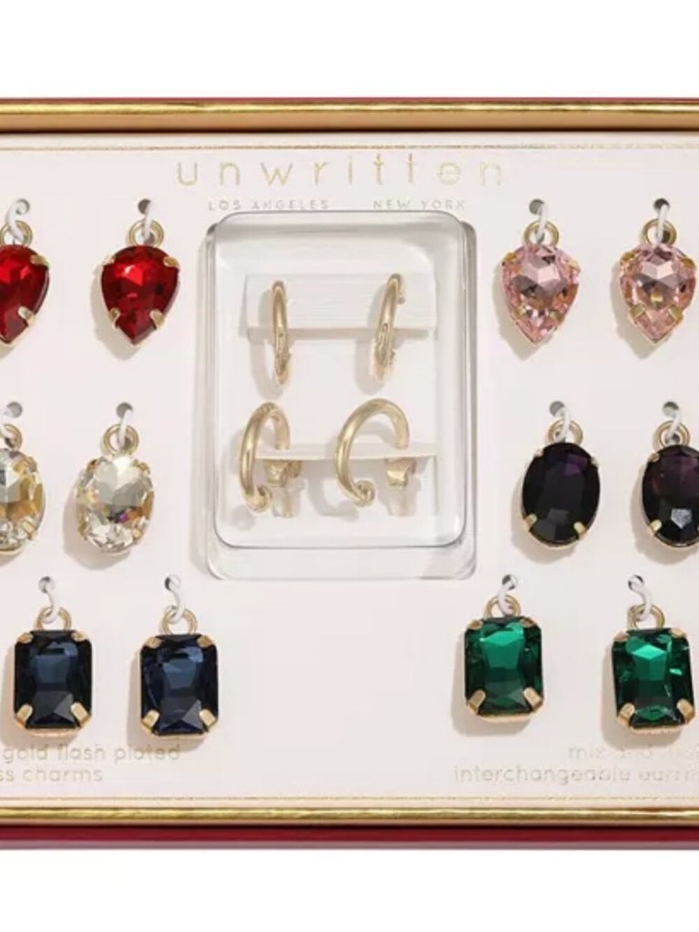 10 PCS. (Boxes) Unwritten Multi-Color Glass Mix & Match Hoop Earring Set In Gold